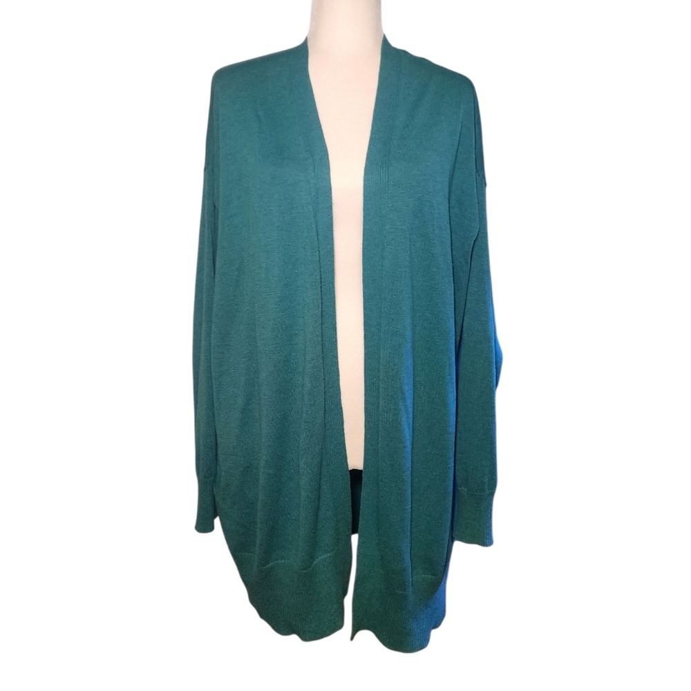Worthington Teal Open Cardigan Soft Knit Cozy Layering Spring Casual Sweater XL